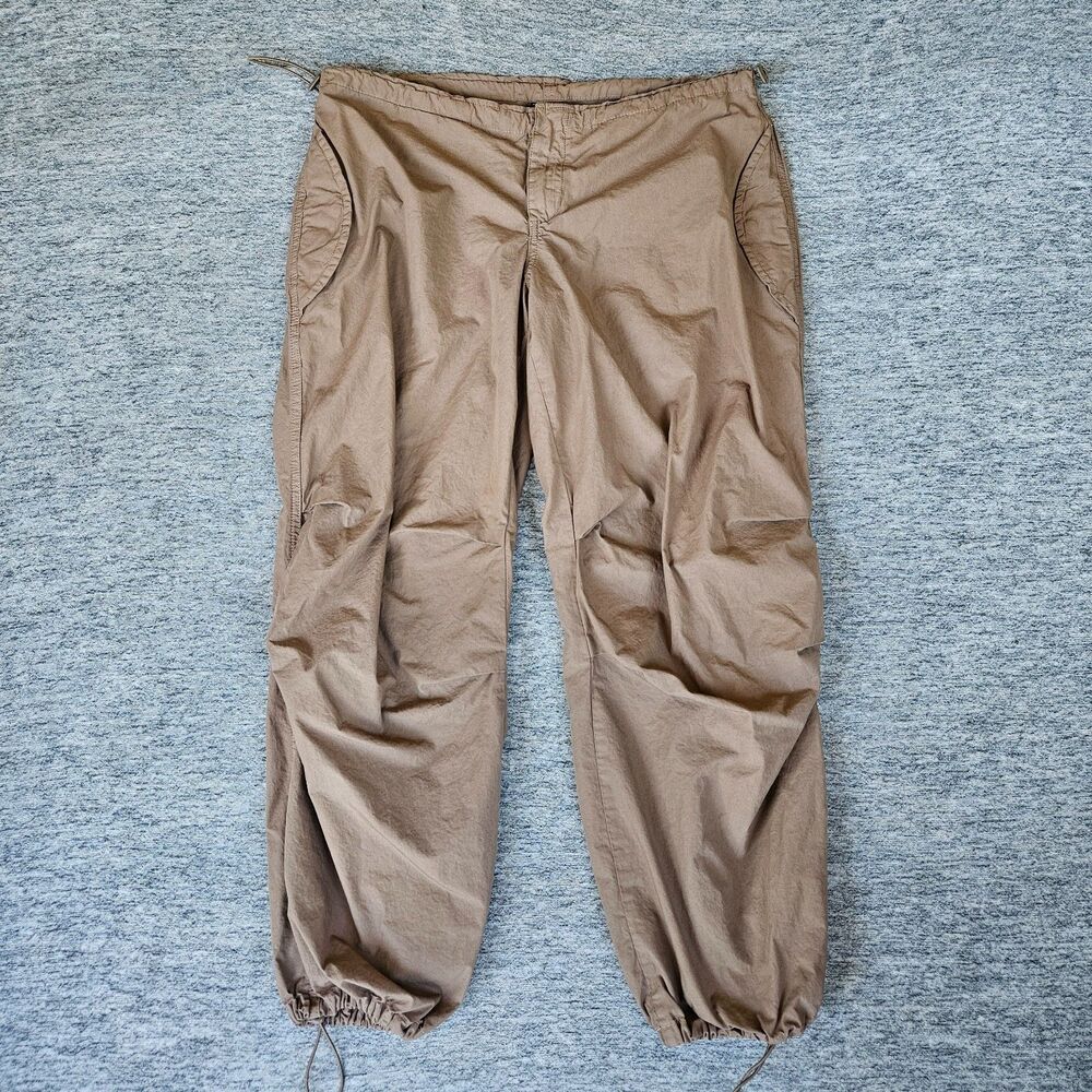 iets frans Parachute Baggy Pants Womens Small Gorpcore Tan Cargo Hiking Y2K